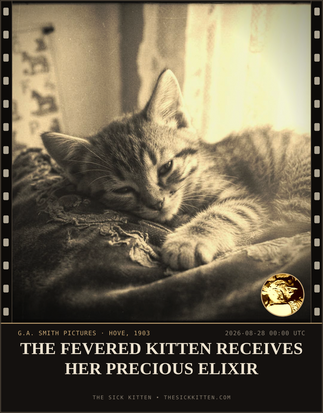 The Sick Kitten, frame no. 967: THE FEVERED KITTEN RECEIVES HER PRECIOUS ELIXIR