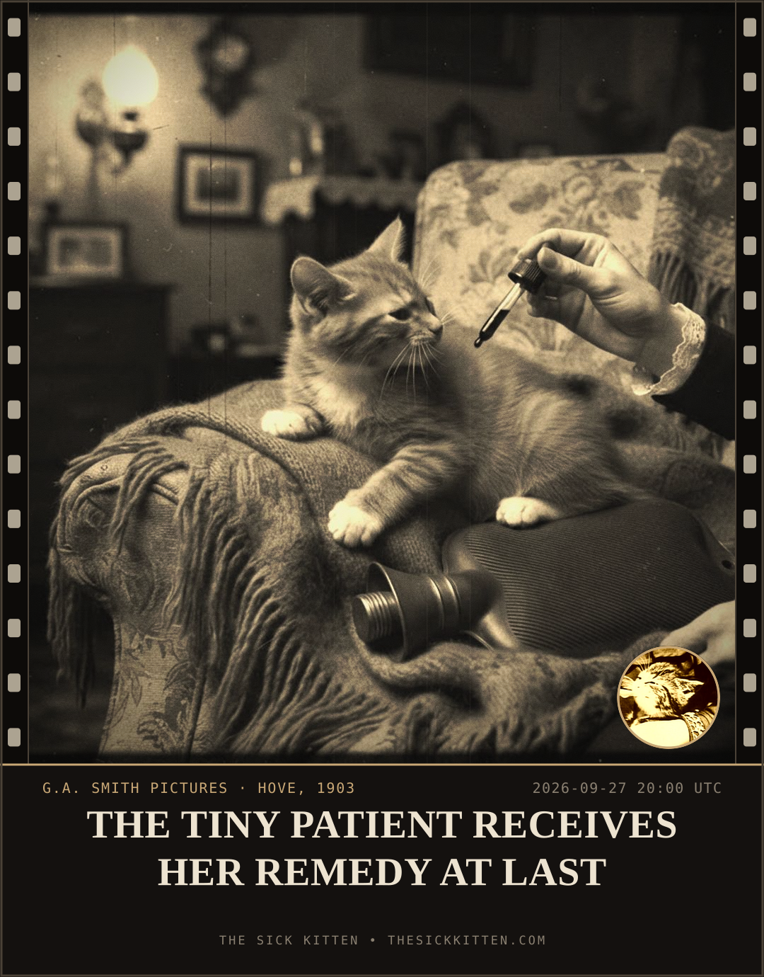 The Sick Kitten, frame no. 1226: THE TINY PATIENT RECEIVES HER REMEDY AT LAST