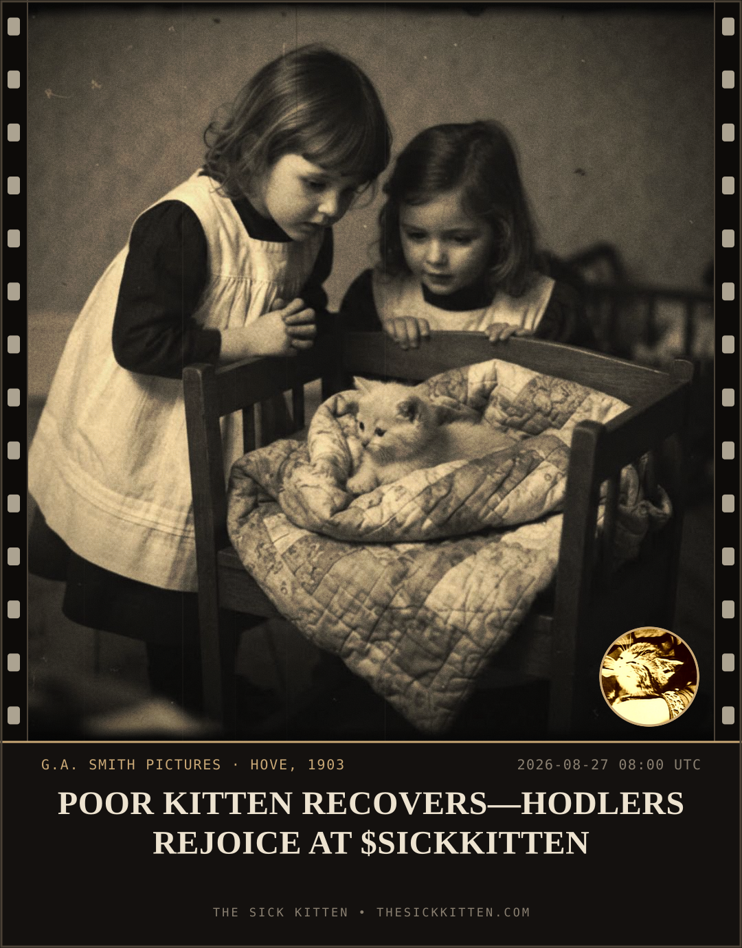 The Sick Kitten, frame no. 961: POOR KITTEN RECOVERS—HODLERS REJOICE AT $SICKKITTEN