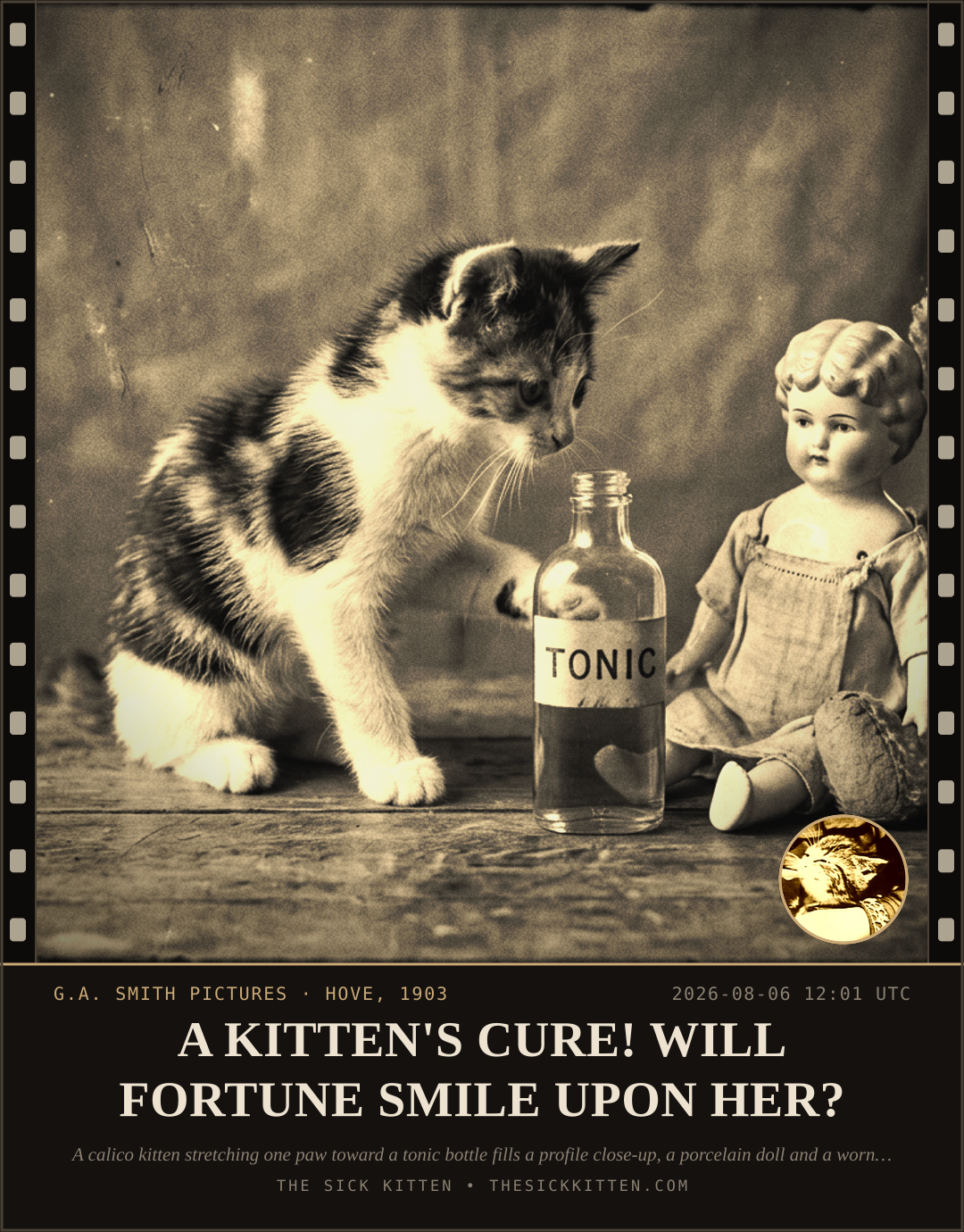 The Sick Kitten, frame no. 749: A KITTEN'S CURE! WILL FORTUNE SMILE UPON HER?