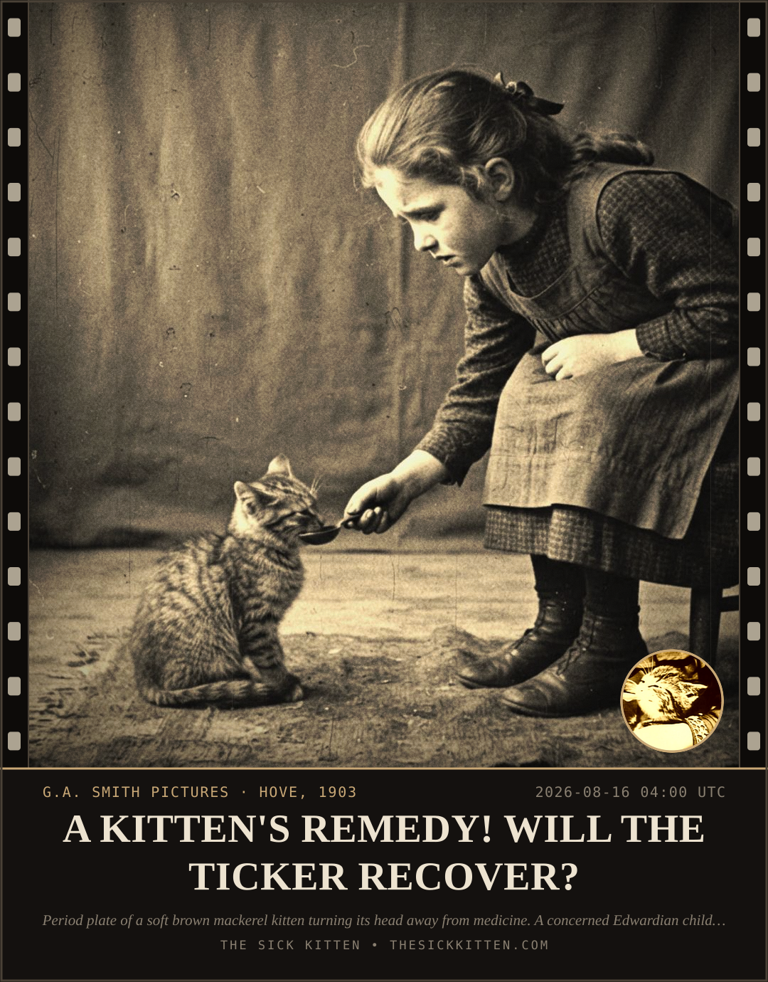 The Sick Kitten, frame no. 913: A KITTEN'S REMEDY! WILL THE TICKER RECOVER?