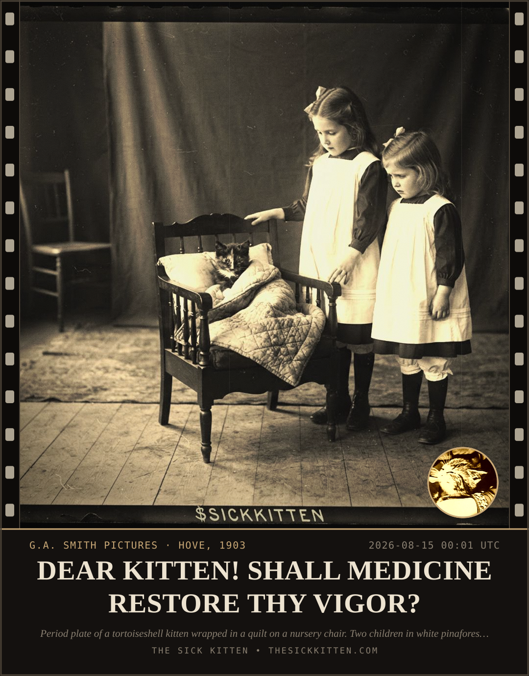 The Sick Kitten, frame no. 902: DEAR KITTEN! SHALL MEDICINE RESTORE THY VIGOR?