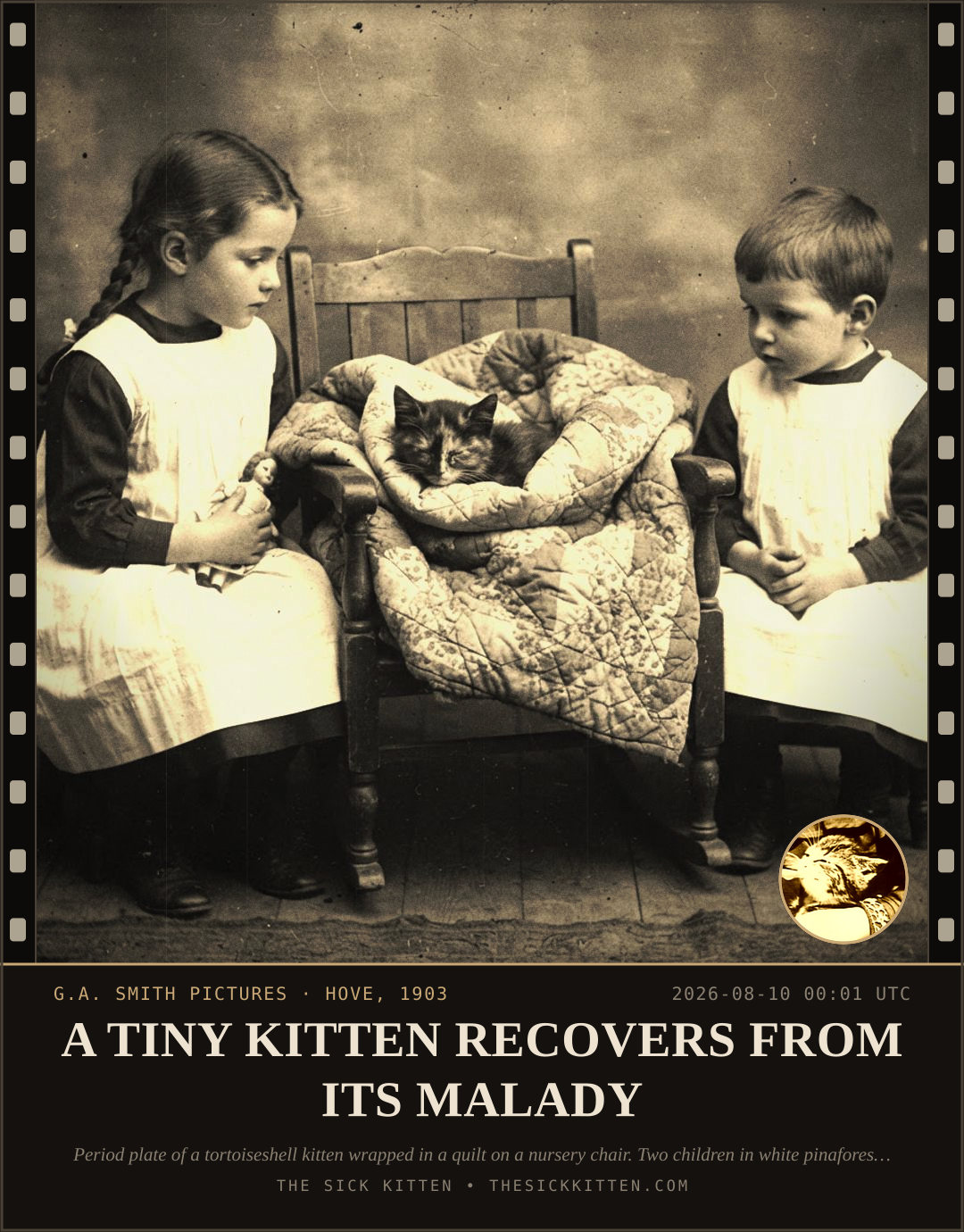 The Sick Kitten, frame no. 858: A TINY KITTEN RECOVERS FROM ITS MALADY
