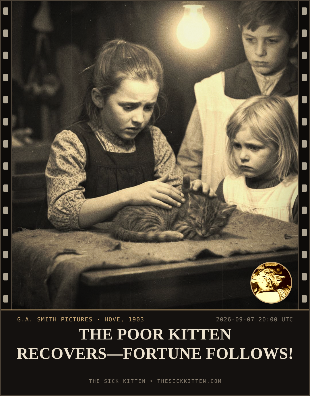 The Sick Kitten, frame no. 1056: THE POOR KITTEN RECOVERS—FORTUNE FOLLOWS!