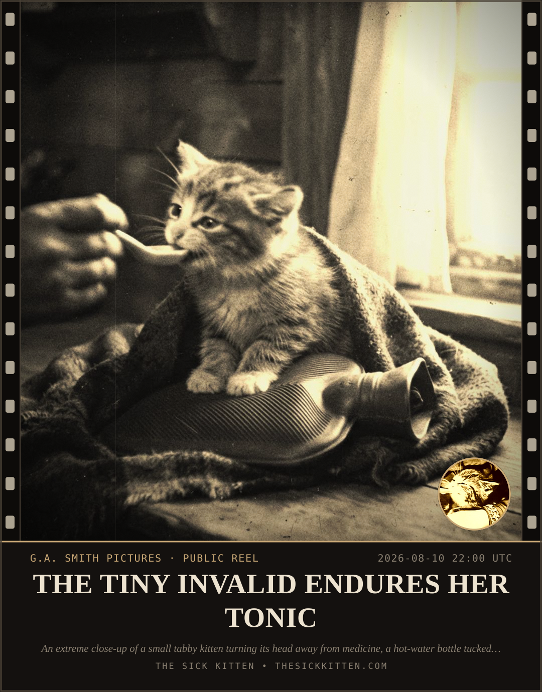 The Sick Kitten, frame no. 867: THE TINY INVALID ENDURES HER TONIC
