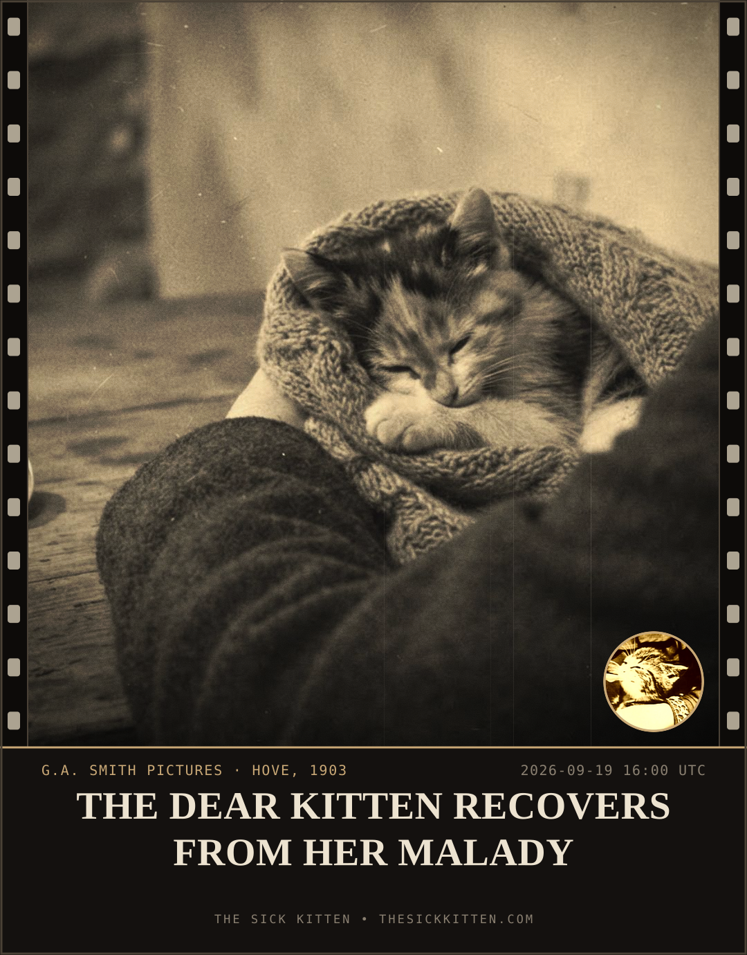 The Sick Kitten, frame no. 1153: THE DEAR KITTEN RECOVERS FROM HER MALADY