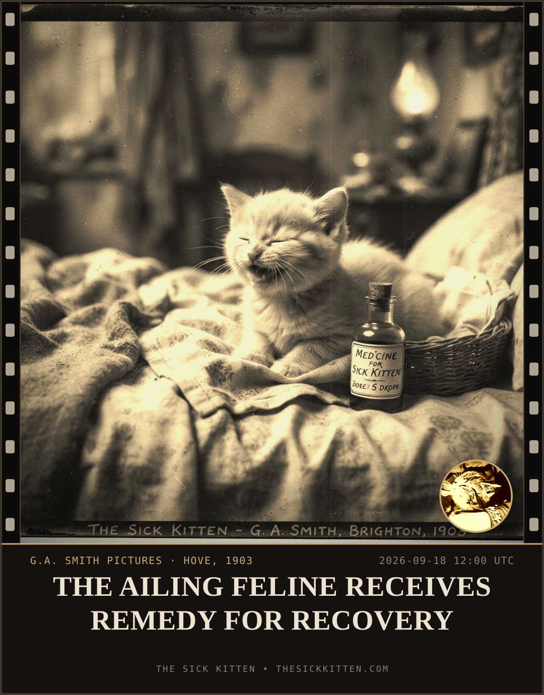 The Sick Kitten, frame no. 1145: THE AILING FELINE RECEIVES REMEDY FOR RECOVERY