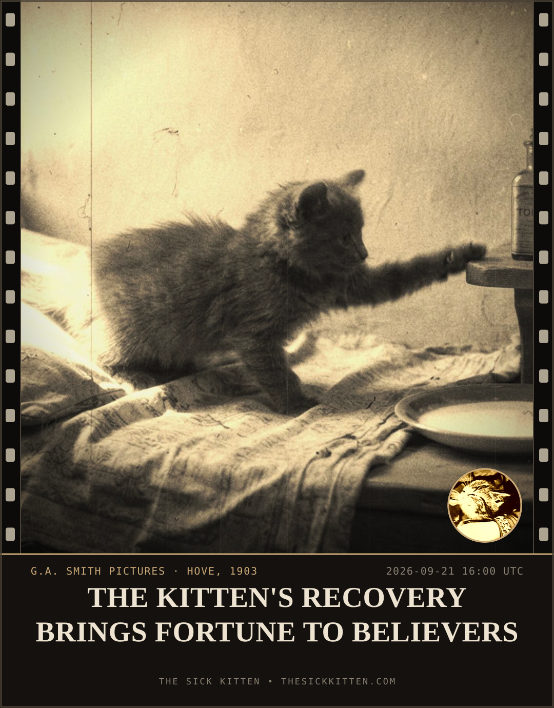The Sick Kitten, frame no. 1175: THE KITTEN'S RECOVERY BRINGS FORTUNE TO BELIEVERS
