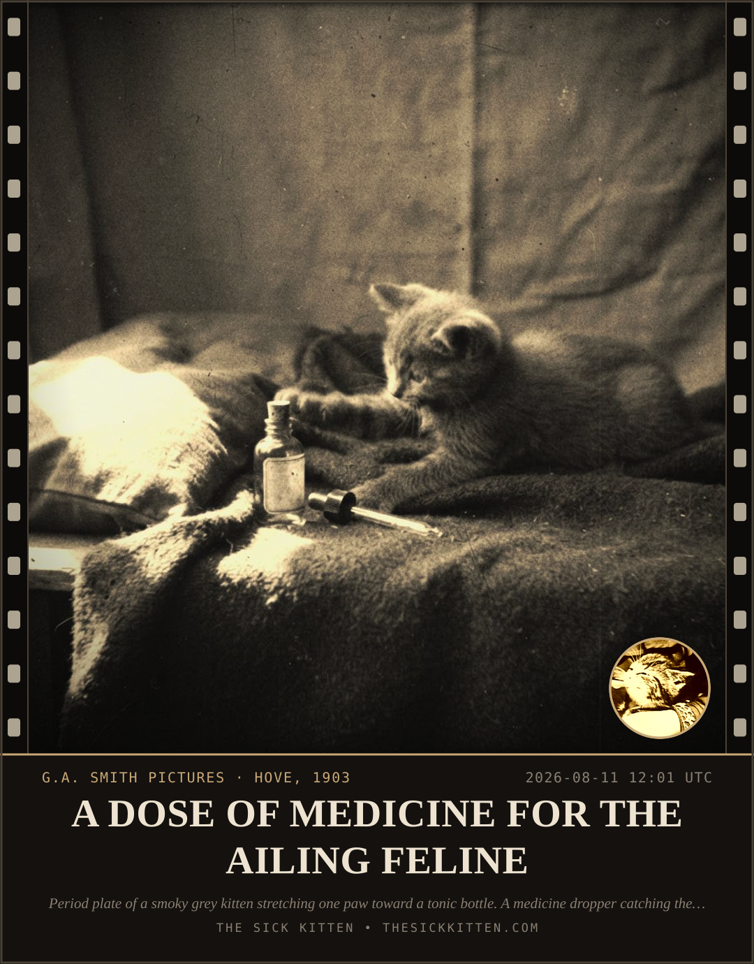 The Sick Kitten, frame no. 874: A DOSE OF MEDICINE FOR THE AILING FELINE