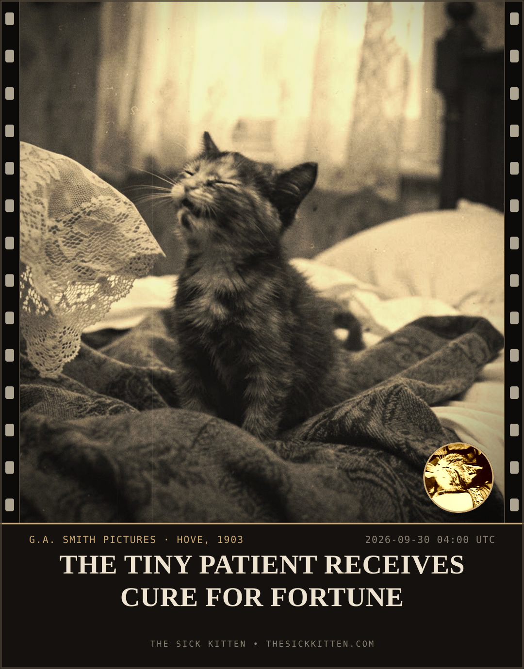The Sick Kitten, frame no. 1242: THE TINY PATIENT RECEIVES CURE FOR FORTUNE