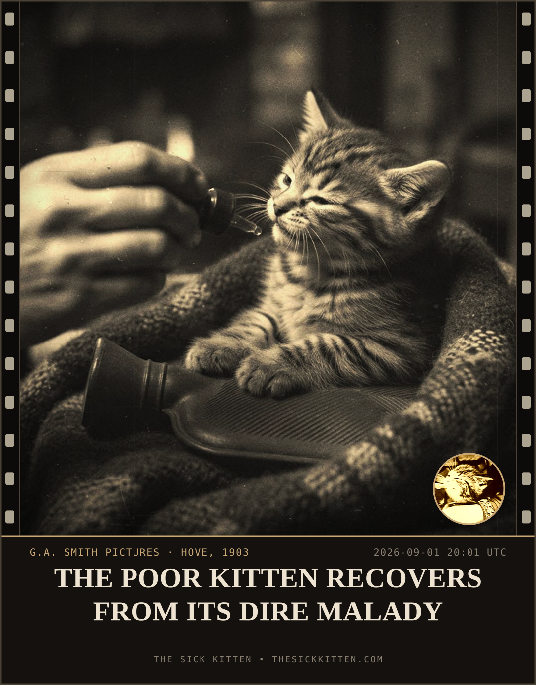 The Sick Kitten, frame no. 1006: THE POOR KITTEN RECOVERS FROM ITS DIRE MALADY