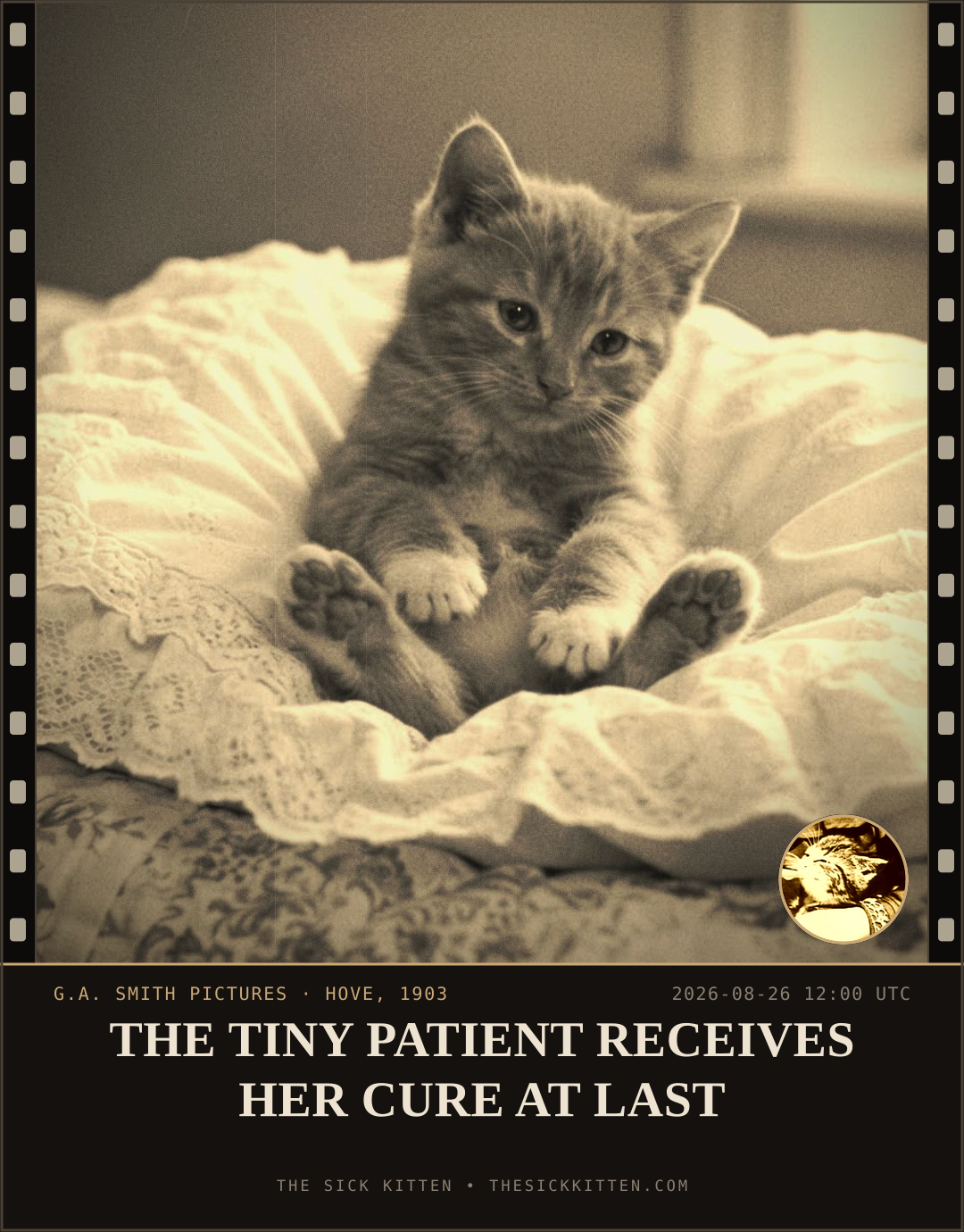 The Sick Kitten, frame no. 953: THE TINY PATIENT RECEIVES HER CURE AT LAST