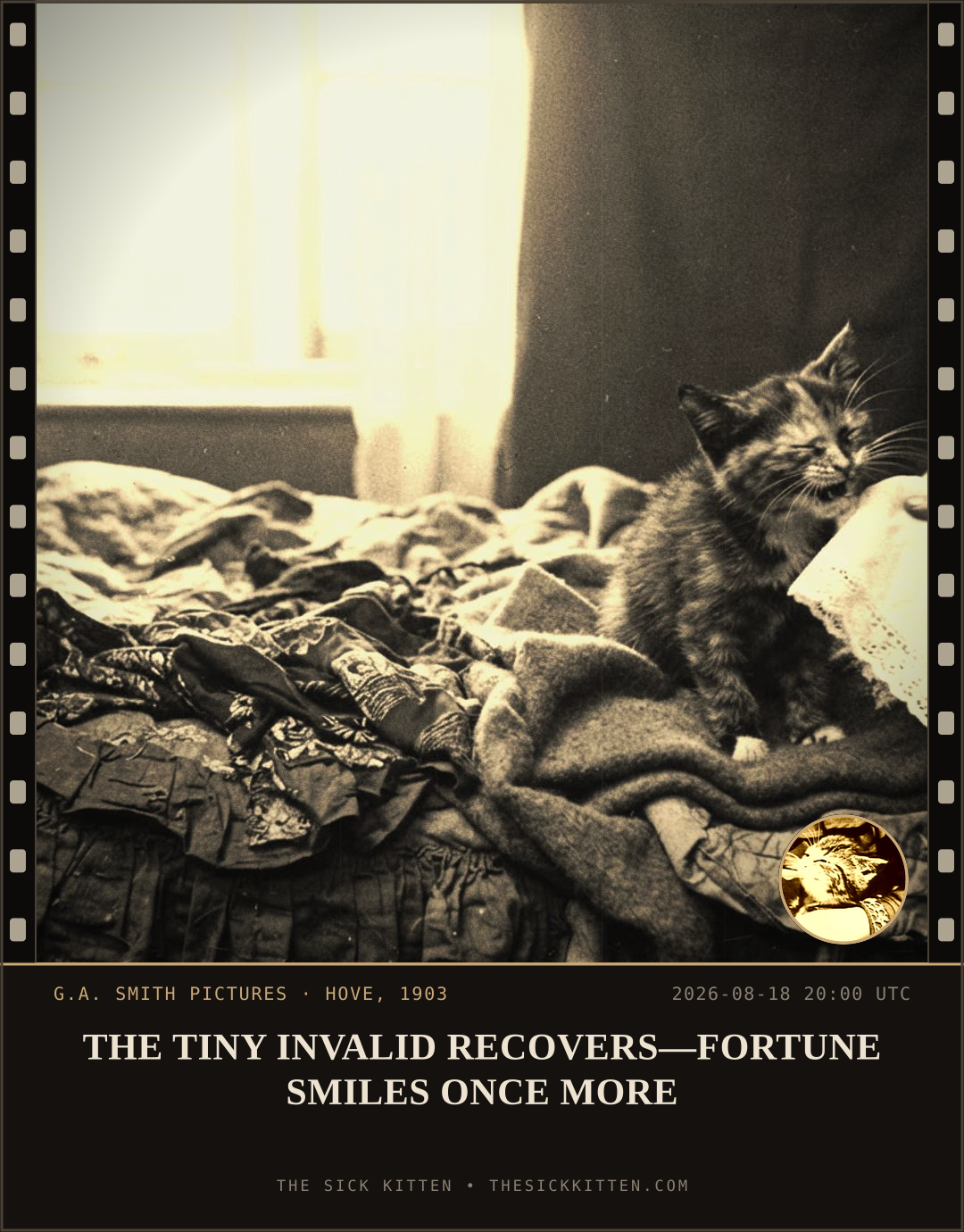 The Sick Kitten, frame no. 939: THE TINY INVALID RECOVERS—FORTUNE SMILES ONCE MORE