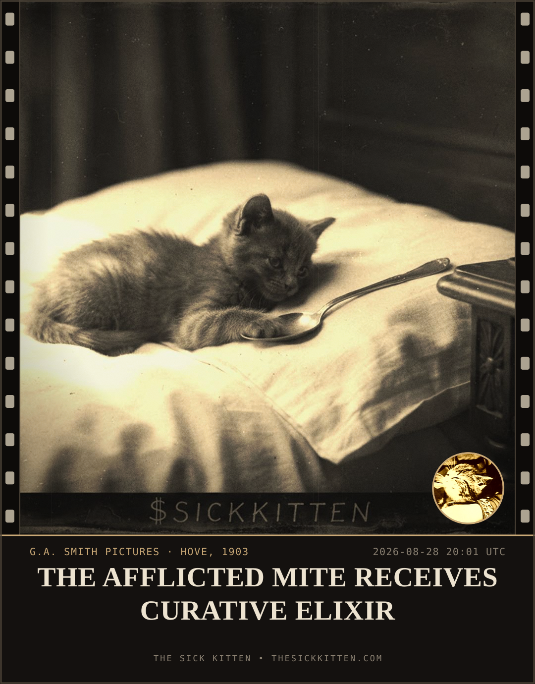 The Sick Kitten, frame no. 975: THE AFFLICTED MITE RECEIVES CURATIVE ELIXIR