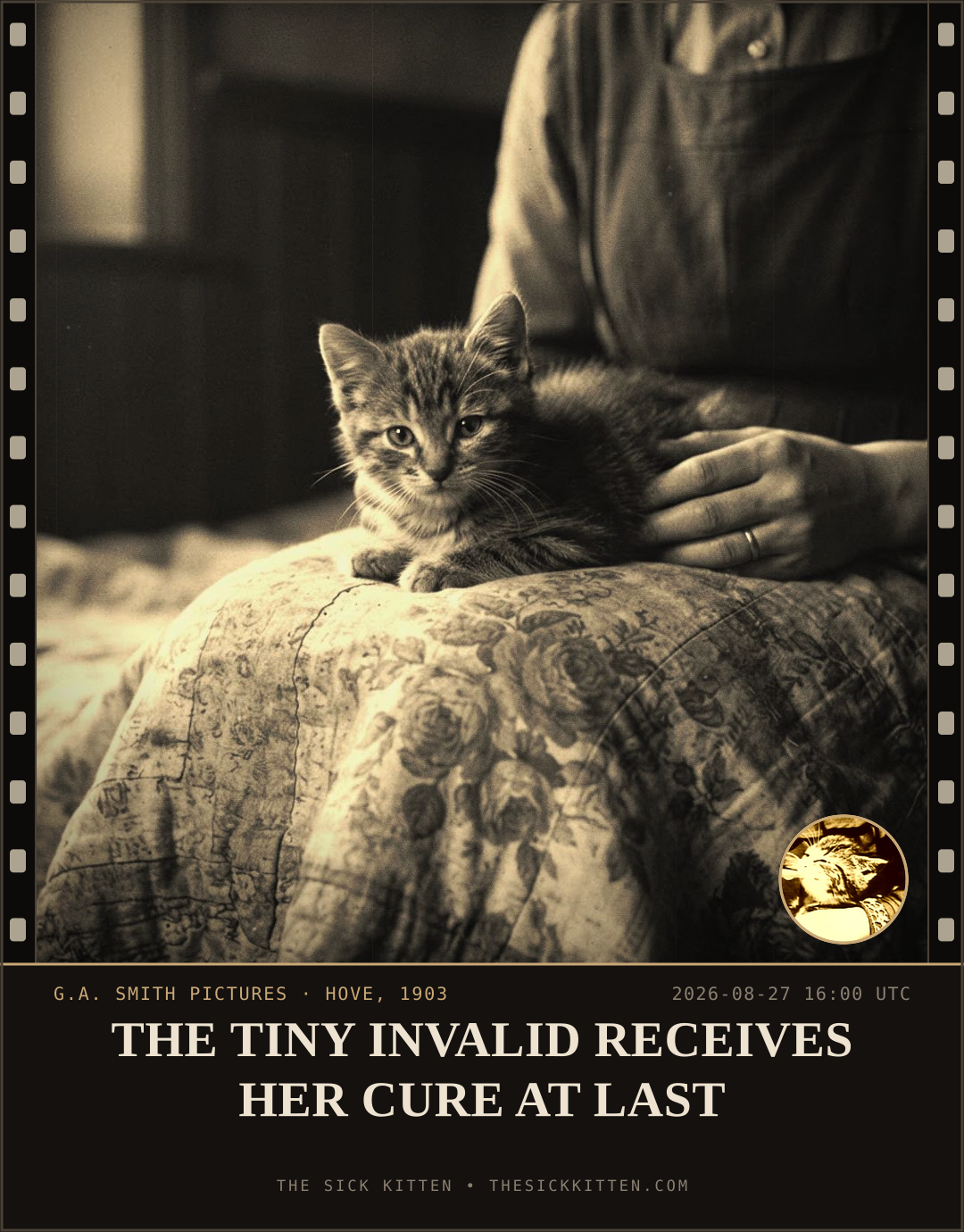 The Sick Kitten, frame no. 963: THE TINY INVALID RECEIVES HER CURE AT LAST