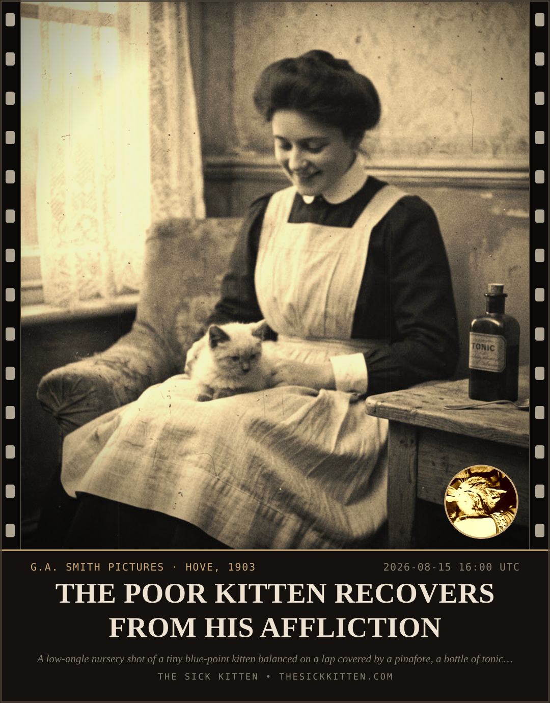 The Sick Kitten, frame no. 908: THE POOR KITTEN RECOVERS FROM HIS AFFLICTION