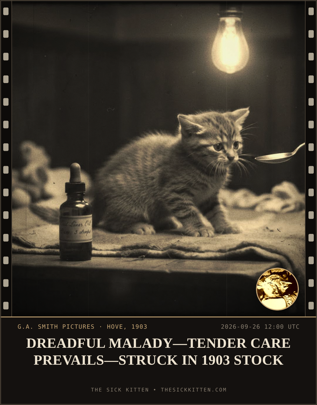 The Sick Kitten, frame no. 1215: DREADFUL MALADY—TENDER CARE PREVAILS—STRUCK IN 1903 STOCK