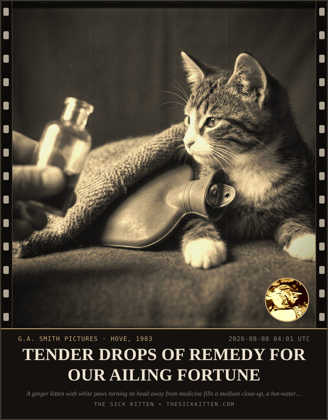 The Sick Kitten, frame no. 826: TENDER DROPS OF REMEDY FOR OUR AILING FORTUNE