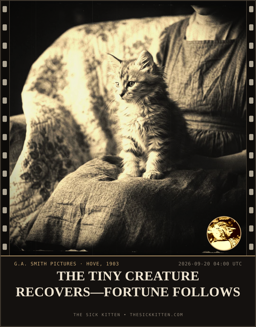 The Sick Kitten, frame no. 1159: THE TINY CREATURE RECOVERS—FORTUNE FOLLOWS