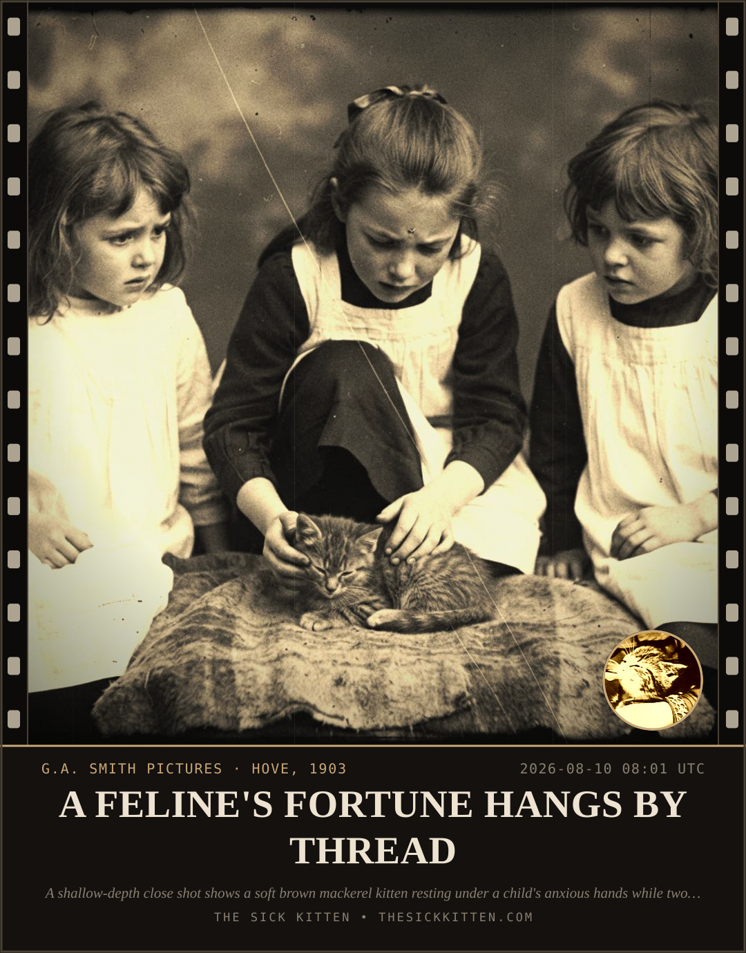 The Sick Kitten, frame no. 861: A FELINE'S FORTUNE HANGS BY THREAD